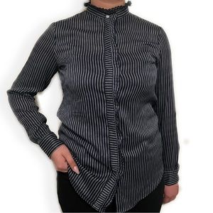 Ralph Lauren long sleeve striped and ruffled blouse
